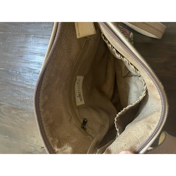 SakRoots Multicolor Bird Floral Crossbody Bag Purse Tan Adjustable Strap Brown - Picture 4 of 16